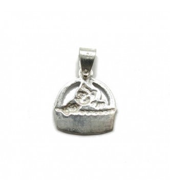 PE001307 Handmade genuine sterling silver pendant solid hallmarked 925 cat in basket Empress